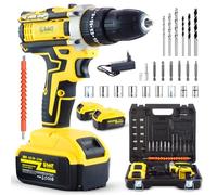 MAKTUL Taladro Percutor a Bateria Potente 2x4000mAh 20V Destornillador Electrico Atornillador Multifunción Inalámbrico con Accesorios Bricolaje 100% Compatible, Luz Nivel Ajuste de Par, 2 Velocidades