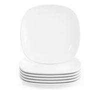MALACASA 6 Piezas 7,4" Plato de Postre de Porcelana 19x19x1.9 cm Plato para 6 Personas, Adatto per Lavastoviglie e Microonde, Serie ELISA