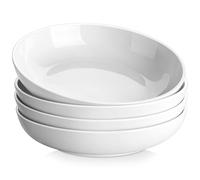 MALACASA Cuencos de Pasta de 10", 4 Piezas 1800ML Tazón de Porcelana para Ensalada de Pasta, Tazón de Fuente Grande de Cerámica Blanca para Ensalada, Sopa, Pasta y Frutas