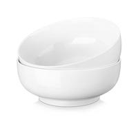 MALACASA Ensaladera de 3.4 L, Juego de 2 Cuencos Grandes de Porcelana para Ensalada, Cuencos de Servicio para Sopa, Ensalada, Ramen, Fruta y Cereales, Blanco, Serie Regular
