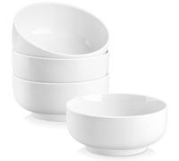 MALACASA Juego de 4 cuencos blancos para cereales, juego de cuencos de sopa de 26 onzas para cocina, cuencos de cerámica para cereales, sopa, arroz y fideos, aptos para lavavajillas y microondas,