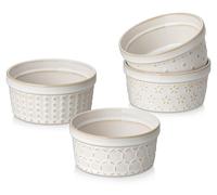 MALACASA, juego de 4 recipientes para crème brûlée, también aptos para soufflés, capacidad de 120 ml, color beige