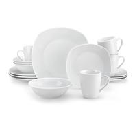 MALACASA Juego de Vajilla Completa de Porcelana 16 Piezas 4 Personas ELISA