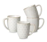 MALACASA LYDIA 4 Piezas Tazas Desayuno Grandes de Gres, 480ML