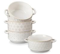 MALACASA LYDIA Juego de Cuencos de Sopa 590ml Gres con 2 Asas Beige