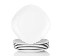 MALACASA Platos Llanos de Porcelana 24.8 cm 6 Piezas ELISA Blanco