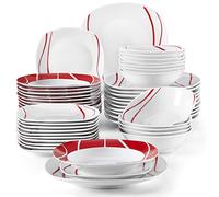 MALACASA, Serie Felisa, Vajillas completa de 48 piezas Juegos de Vajillas Vajillas de Porcelana con 12 Platos Planos/Postre/Sopa y 12 Cuencos para 12 Personas