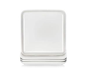 MALACASA Serie IVY, Juego de 8 Platos Llanos Cuadrados de Porcelana Blanca 25,5 x 25,5 x 2,5 cm, Modernos y Versátiles para Platos Principales, Ensaladas y Pastas en Comidas Diarias o Reuniones