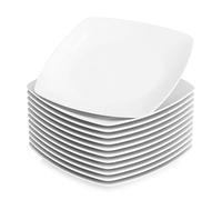 MALACASA, Serie Julia, 12 Piezas 9.5" Platos Llanos de Porcelana Plato de Cena para 12 Personas