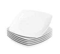 MALACASA, Serie Julia, 6 Piezas 9.5" Platos Llanos de Porcelana Plato de Cena para 6 Personas