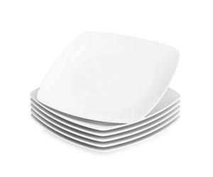 MALACASA, Serie Julia, 6 Piezas 9.5" Platos Llanos de Porcelana Plato de Cena para 6 Personas