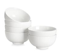 MALACASA Serie REGULAR, 6 Tazones para Cereales de Porcelana Blanca de 780 ml, Tazones Redondos para Desayuno (15,2 cm), Ideales para Sopas, Ensaladas y Arroz