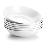 MALACASA Serie REGULAR, 900ml Platos de Pasta de Porcelana, 6 Piezas Platos Hondos,Servicio de Cuencos para Ensalada, para Ensalada, Sopa, Pasta y Frutas, Blanco