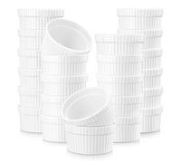 MALACASA, Series Ramekin dish, 24 Piezas Mini Cuencos y Platos de Postre/Snack/Salsa 2.4"(6 cm) Crema de Cerámica Modelo para Hornear