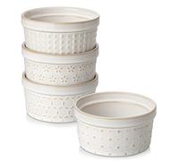 MALACASA Series Ramekin Dish, 4 Piezas Cuencos y Platos de Postre/Snack/Salsa 240ml Crema de Cerámica, Aptos para Lavavajillas y Horno
