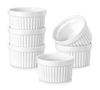 MALACASA, Series Ramekin dish, 6 Piezas 320ML Mini Cuencos y Platos de Postre/Snack/Salsa Crema de Cerámica Modelo para Hornear