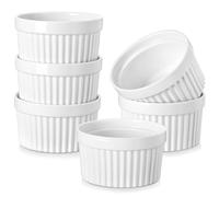 MALACASA, Series Ramekin dish, 6 Piezas 380ML Mini Cuencos y Platos de Postre/Snack/Salsa Crema de Cerámica Modelo para Hornear
