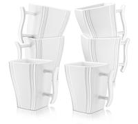 MALACASA Tazas de Porcelana 6 Piezas Tazas de Café Taza de té 330ml para 6 Personas, Apto para Microondas y Lavavajillas, Serie FLORA