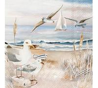 Malagro 20 servilletas Gaviotas marítimas en el océano como decoración de mesa. Servilletas de papel con motivo. También para técnica decoupage y servilleta 33x33cm