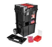 Maleta plegable de 3 compartimentos para herramientas con ruedas, de 43 x 71 cm, carro para herramientas