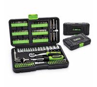 Maletín de herramientas completo profesional de 130pcs | Tamaño pequeño ideal coche | Con juego de llaves de vasos, puntas de destornillador y Carraca | Cromo Vanadio