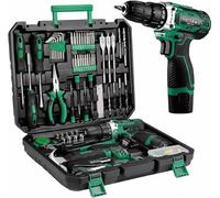 Maletín de herramientas con juego de taladros y atornilladores inalámbricos, completo, de 138 piezas, con taladro/atornillador inalámbrico de 12V