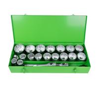 JBM 51855 ESTUCHE METÁLICO CON 22 PIEZAS DE AUTO E 1" EN 12 CANTOS CINCADO