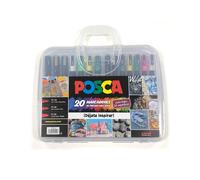 Maletín de Plástico con 20 Rotuladores Uni Posca de Uniball, para pintar en cualquier superfície.