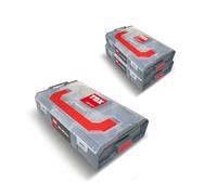 Maletín de surtido TOX L-BOXX Mini en juego, apilable y encajable con el sistema L-BOXX, divisible en 6 compartimentos, almacenamiento claro para tacos y tornillos, juego de 5 unidades, 094909148