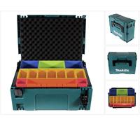 Maletín del sistema Makita MAKPAC 2 + inserto de caja con cajas de colores P-83652 + inserto de tapa de espuma