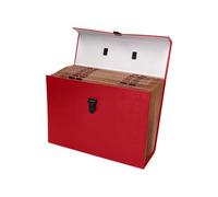 Maletin liderpapel con fuelle y asa carton forrado 19 departamentos 255x390x120 mm (Rojo)