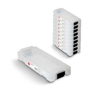 Maletín TOX L-BOXX Micro en juego, apilable y encajable con el sistema L-BOXX, divisible en 8 compartimentos, almacenamiento para tacos y tornillos, transparente, juego de 10 unidades, 094909146