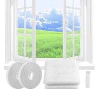Malla anti-mosquitos e insectos para ventanas y puertas Ibenzoa®, autoadhesiva con velcro, cortable, 130 x 150 cm, juego de 2 unidades, color blanco