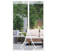 Malla anti-mosquitos magnética Unyqoos® para puertas estándar, 140x220 cm – 32 imanes, autoadhesiva, tejido de poliéster/plástico ultrafino para protección contra insectos, color /blanco