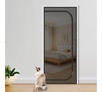 Malla anti-mosquitos reforzada para mascotas Unyqoos® para puertas: protección en forma de U para gatos con cremalleras de doble sentido, 90 x 210 cm, color