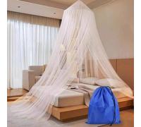 Malla anti-mosquitos Unyqoos® de gran tamaño, diámetro de 0,6 m x altura de 2,5 m, con borde de 12 m – Malla de poliéster para proteger de insectos, ideal para camas y actividades al aire libre, inclu