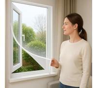 Malla anti-mosquitos Unyqoos® para ventanas, mosquitera autoadhesiva de 100 x 120 cm, blanca, de poliéster, protección contra mosquitos sin necesidad de taladrar, reutilizable, 1 unidad – para ventana