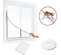 Malla anti-mosquitos Unyqoos® para ventanas: mosquitera autoadhesiva de 130x150 cm, de poliéster blanco, 1 unidad, cortable, con cinta de velcro autoadhesiva