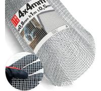 Malla de Alambre galvanizada fina 4x4mm Ø0,8mm 1x0,5m para ventilación y aireación, rejilla y tela metalica tipo pajarera y gallinera, malla metalica para protección contra insectos y ratones