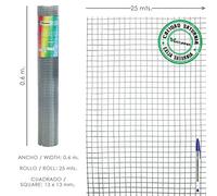 Saturnia Malla electrosoldada 13x13 galvanizada – altura 60 cm – Rollo 25 m