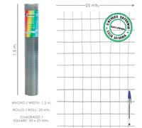 Malla electrosoldada galvanizada 50x25 / 2,00 / 150 cm. ga rollo 25 metros.
