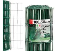 Malla metalica verde PVC 100x50mm, malla galvanizada Ø2.2mm 100cm x 1m, red de alambre para jardin y gallinero, rollo resistente exterior, Lun Fix