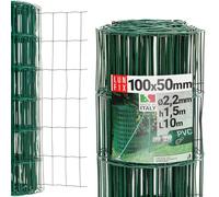 Malla metalica verde PVC 100x50mm, malla galvanizada Ø2.2mm 150cm x 10m, red de alambre para jardin y gallinero, rollo resistente exterior, Lun Fix