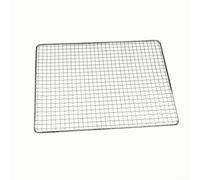 Malla rectangular resistente a altas temperaturas para barbacoa hecha de alambre de acero de bajo carbono con capa galvanizada para prevención de óxido y fácil limpieza, plata, 40 x 25 cm