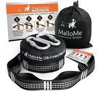 MalloMe Correas para hamacas - Juego de Correas para árboles de hamacas 2000+ LBS Heavy Duty 40 Loops y Kit de Sistema de suspensión 100% sin Estiramiento Negro 1000 Libras por Correa