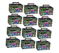 MALUGOGO 12 piezas Cajas para Dulces Retro Cassette de Cajas de Papel Portátiles para Galletas y Decoración de Fiesta Vintage
