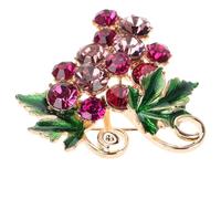 MALUGOGO Broche de uvas de aleación de zinc morado con diamantes de imitación, resistente a la decoloración y multifuncional, diseño fresco y elegante para chal o mochila, accesorio de vacaciones de