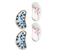 MALUGOGO Juego de 4 palillos de cerámica con soporte para cuchara y tenedor, soporte decorativo de estilo japonés para espacios interiores y oficina, diseño elegante y simple