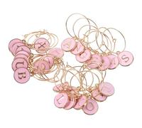 MALUGOGO Marcadores para Copas de Vino Anillos de Aleación de Zinc y Letras Únicas Rosa, 26 Piezas para Identificar Bebidas en Reuniones Familiares y DIY