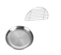 MALUGOGO Platos Redondos de Acero Inoxidable para Servir Comida Función de Escurridor y Almacenamiento de Alimentos, 2 Piezas para Restaurantes y Reuniones Familiares